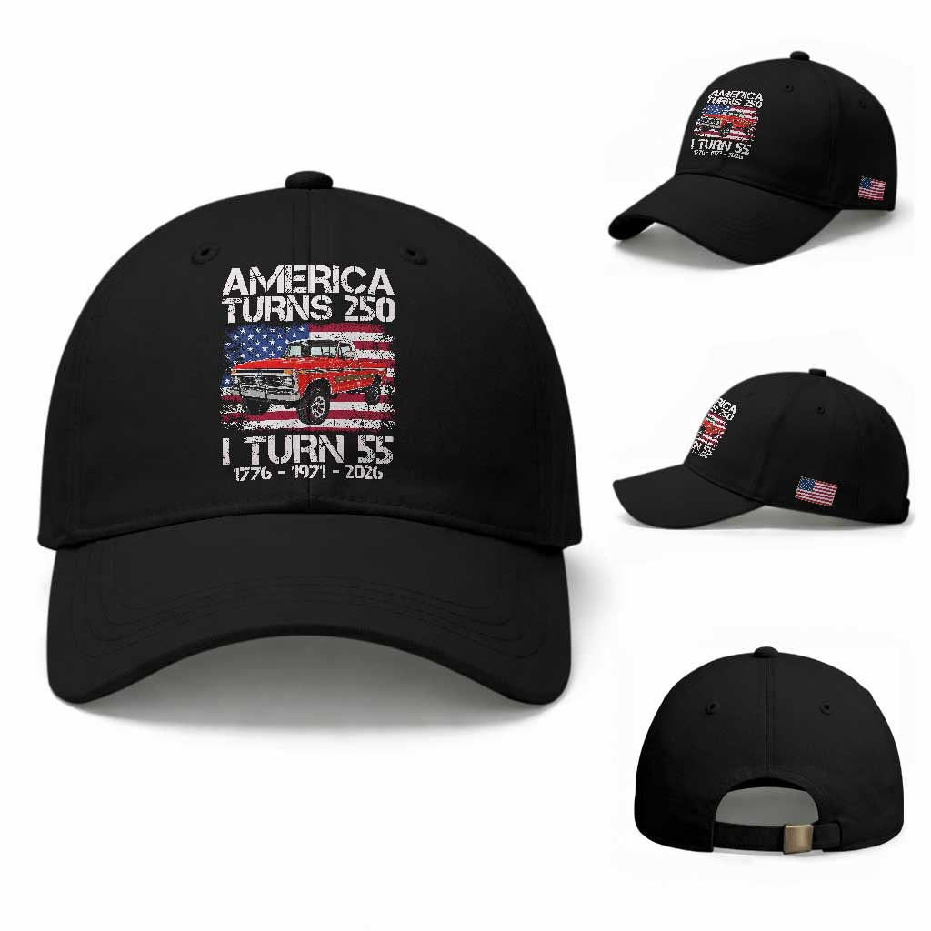 America Turns 250 I Turn 55 1971 55th Birthday Baseball Cap Vintage Classic Original American Old Pickup Truck