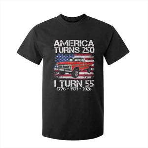 America Turns 250 I Turn 55 1971 55th Birthday T Shirt For Kid Vintage Classic Original American Old Pickup Truck