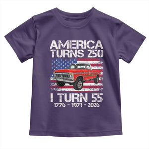 America Turns 250 I Turn 55 1971 55th Birthday Toddler T Shirt Vintage Classic Original American Old Pickup Truck