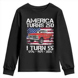America Turns 250 I Turn 55 1971 55th Birthday Youth Sweatshirt Vintage Classic Original American Old Pickup Truck