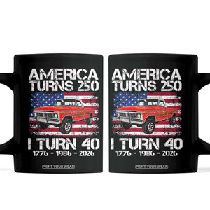 America Turns 250 I Turn 40 1986 40th Birthday Coffee Mug Vintage Classic Original American Old Pickup Truck