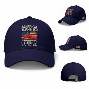 America Turns 250 I Turn 65 1961 65th Birthday Baseball Cap Sports Car Retro Americana
