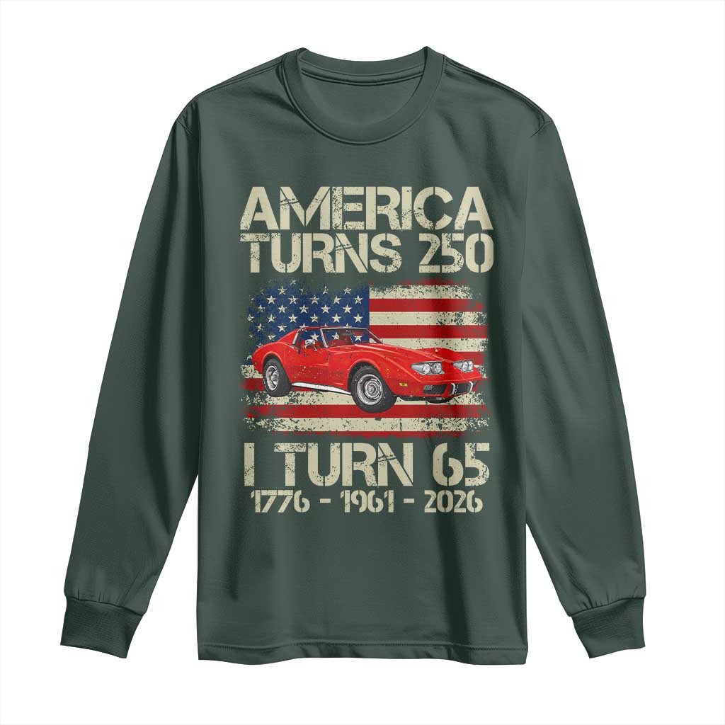 America Turns 250 I Turn 65 1961 65th Birthday Long Sleeve Shirt Sports Car Retro Americana