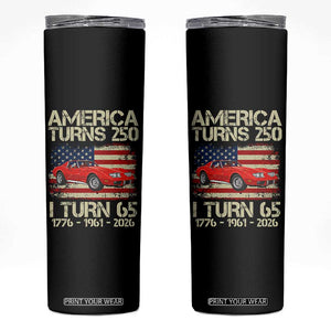 America Turns 250 I Turn 65 1961 65th Birthday Skinny Tumbler Sports Car Retro Americana