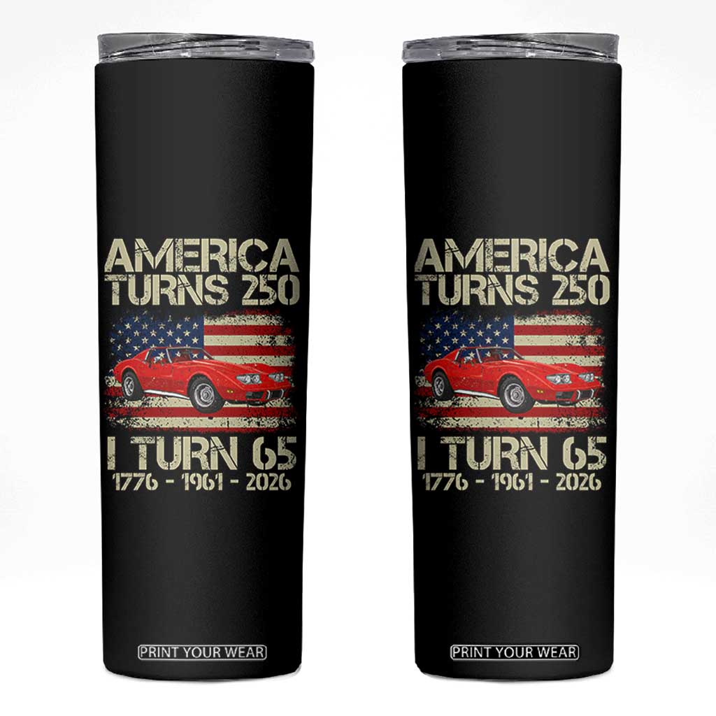America Turns 250 I Turn 65 1961 65th Birthday Skinny Tumbler Sports Car Retro Americana TS14 Black Print Your Wear