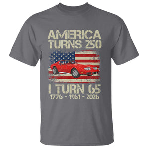 America Turns 250 I Turn 65 1961 65th Birthday T Shirt Sports Car Retro Americana
