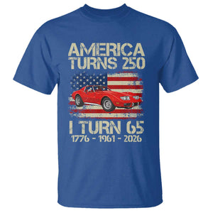 America Turns 250 I Turn 65 1961 65th Birthday T Shirt Sports Car Retro Americana
