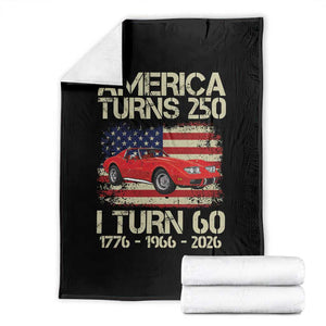 America Turns 250 I Turn 60 1966 60th Birthday Throw Blanket Sports Car Retro Americana