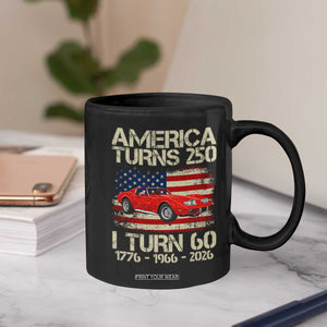 America Turns 250 I Turn 60 1966 60th Birthday Coffee Mug Sports Car Retro Americana
