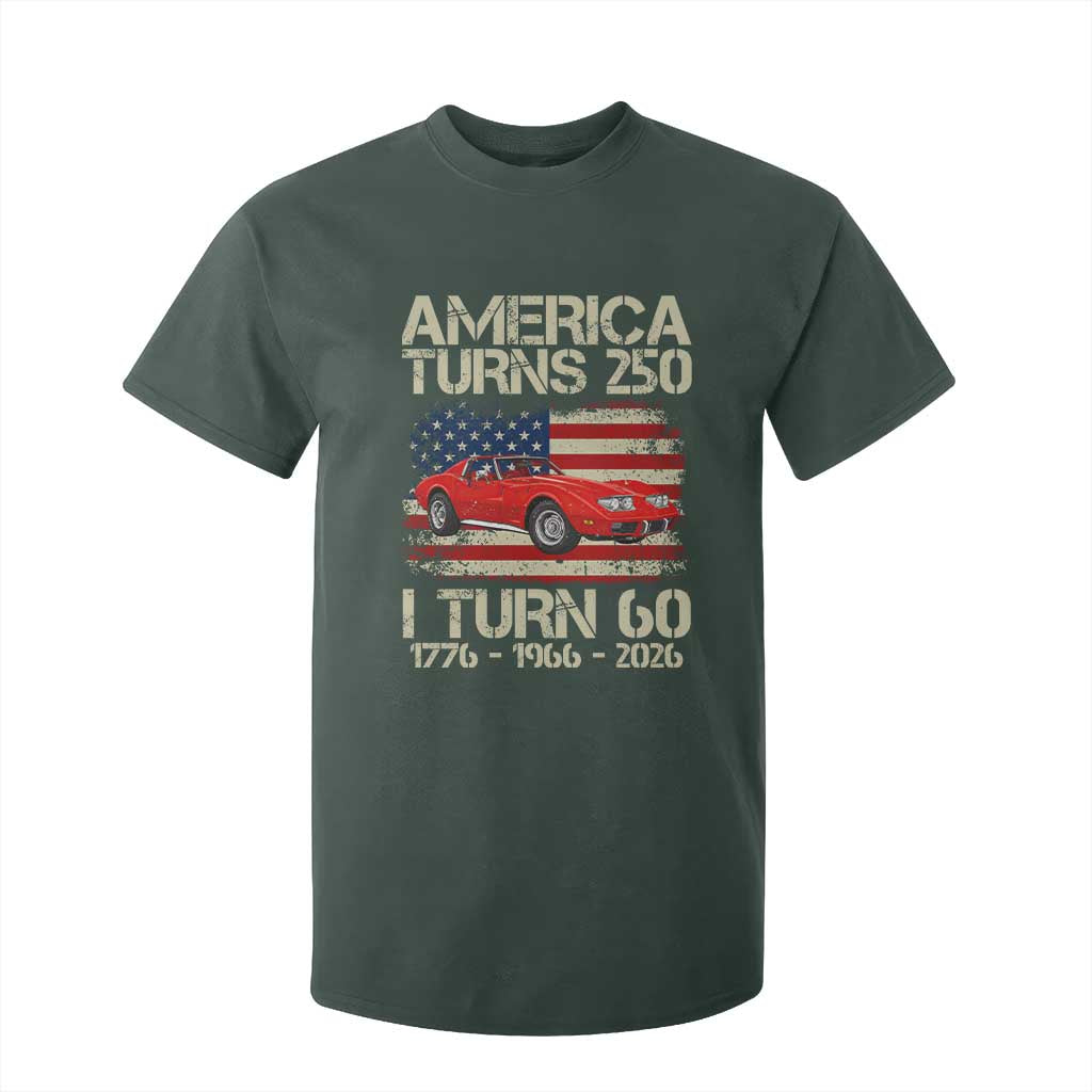 America Turns 250 I Turn 60 1966 60th Birthday T Shirt For Kid Sports Car Retro Americana
