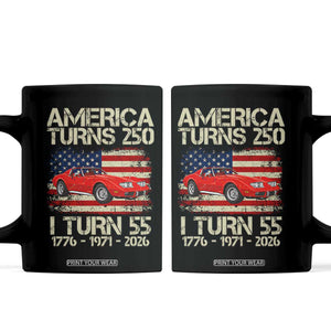 America Turns 250 I Turn 55 1971 55th Birthday Coffee Mug Sports Car Retro Americana