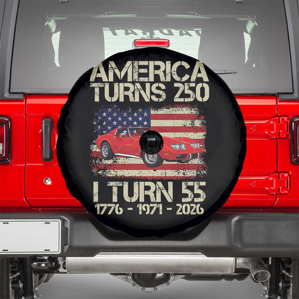America Turns 250 I Turn 55 1971 55th Birthday Spare Tire Cover Sports Car Retro Americana