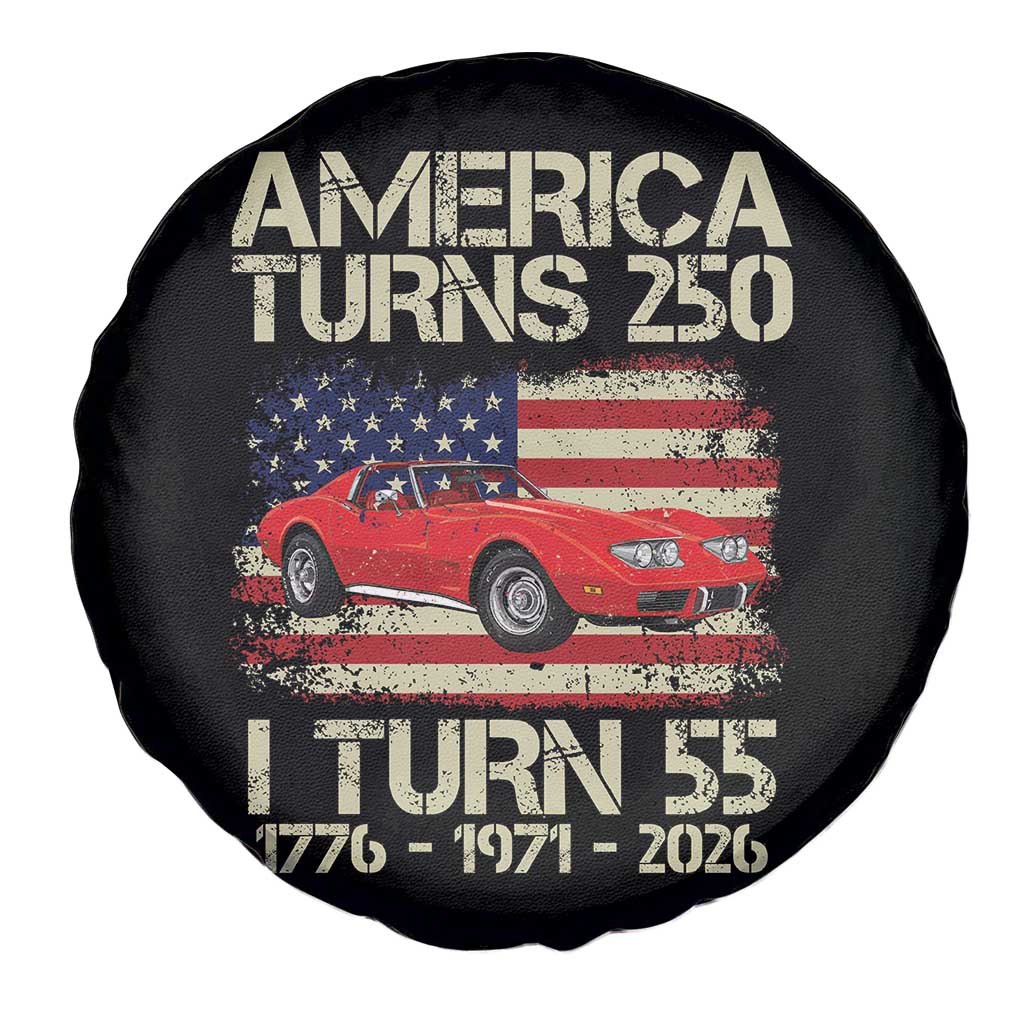America Turns 250 I Turn 55 1971 55th Birthday Spare Tire Cover Sports Car Retro Americana