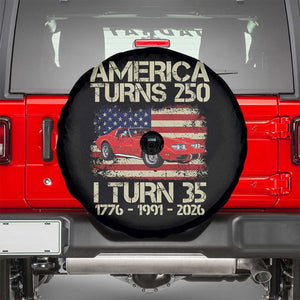 America Turns 250 I Turn 35 1991 35th Birthday Spare Tire Cover Sports Car Retro Americana