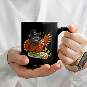 Funny Thanksgiving Cat Pilgrim Eat Turkey Coffee Mug TS14 Print Your Wear