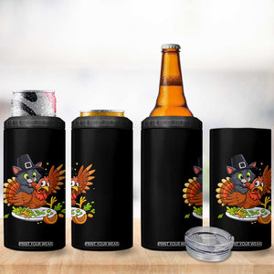 Funny Thanksgiving Cat Pilgrim Eat Turkey 4 in 1 Can Cooler Tumbler TS14 Print Your Wear