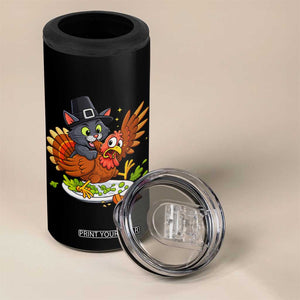 Funny Thanksgiving Cat Pilgrim Eat Turkey 4 in 1 Can Cooler Tumbler TS14 Print Your Wear