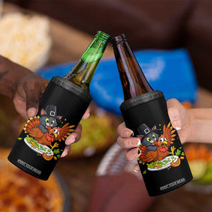Funny Thanksgiving Cat Pilgrim Eat Turkey 4 in 1 Can Cooler Tumbler TS14 Print Your Wear