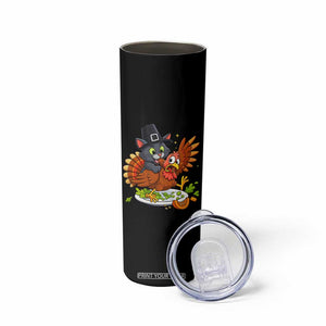 Funny Thanksgiving Cat Pilgrim Eat Turkey Skinny Tumbler TS14 Print Your Wear