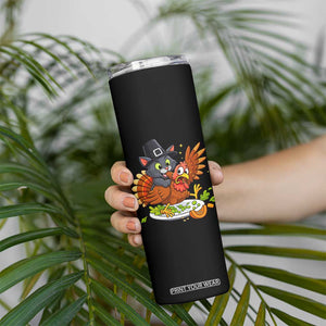 Funny Thanksgiving Cat Pilgrim Eat Turkey Skinny Tumbler TS14 Print Your Wear