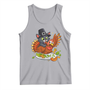 Funny Thanksgiving Cat Pilgrim Eat Turkey Tank Top TS14 Athletic Heather Print Your Wear
