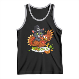 Funny Thanksgiving Cat Pilgrim Eat Turkey Tank Top TS14 Black Athletic Heather Print Your Wear