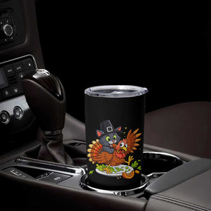 Funny Thanksgiving Cat Pilgrim Eat Turkey Tumbler Cup TS14 Print Your Wear