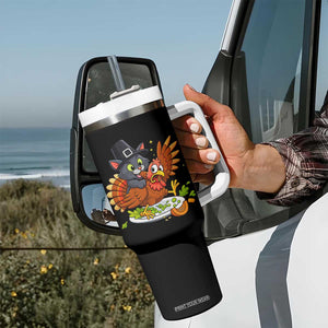 Funny Thanksgiving Cat Pilgrim Eat Turkey Tumbler With Handle TS14 Print Your Wear
