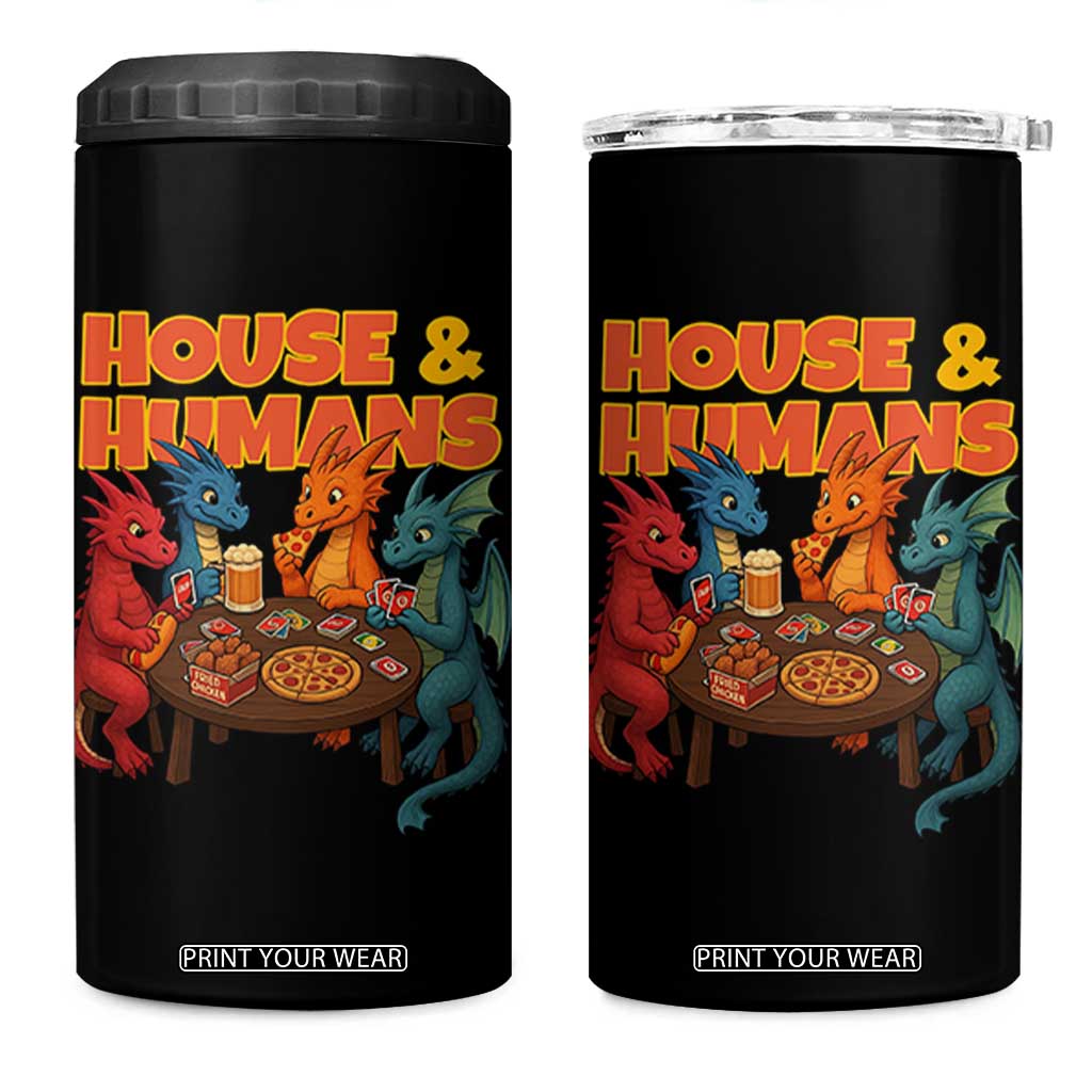 Houses Humans 4 in 1 Can Cooler Tumbler Funny RPG Parody Gamer TS14 One Size: 16 oz Black Print Your Wear