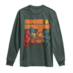 Houses Humans Long Sleeve Shirt Funny RPG Parody Gamer TS14 Dark Forest Green Print Your Wear