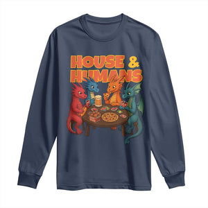 Houses Humans Long Sleeve Shirt Funny RPG Parody Gamer TS14 Navy Print Your Wear