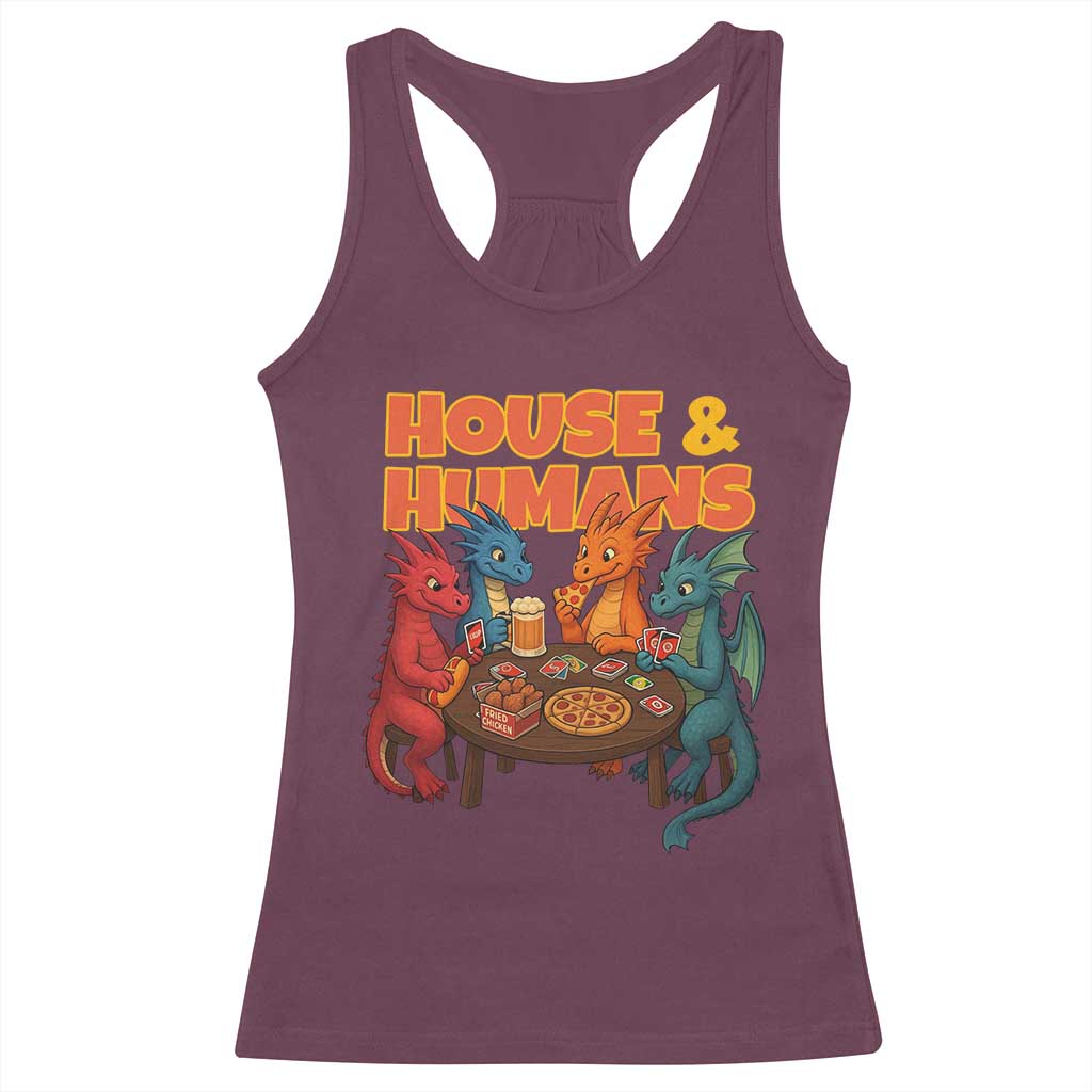 Houses Humans Racerback Tank Top Funny RPG Parody Gamer TS14 Maroon Print Your Wear