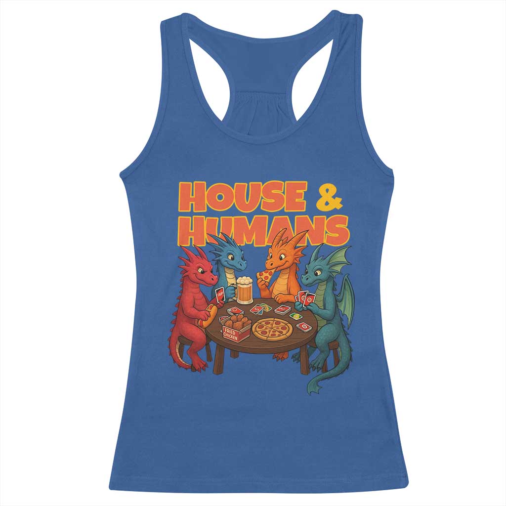 Houses Humans Racerback Tank Top Funny RPG Parody Gamer TS14 Royal Blue Print Your Wear