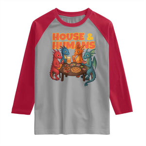 Houses Humans Raglan Shirt Funny RPG Parody Gamer TS14 Sport Gray Red Print Your Wear