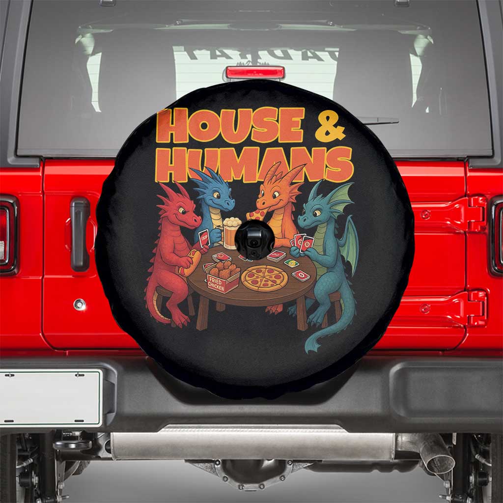 Houses Humans Spare Tire Cover Funny RPG Parody Gamer TS14 Black Print Your Wear