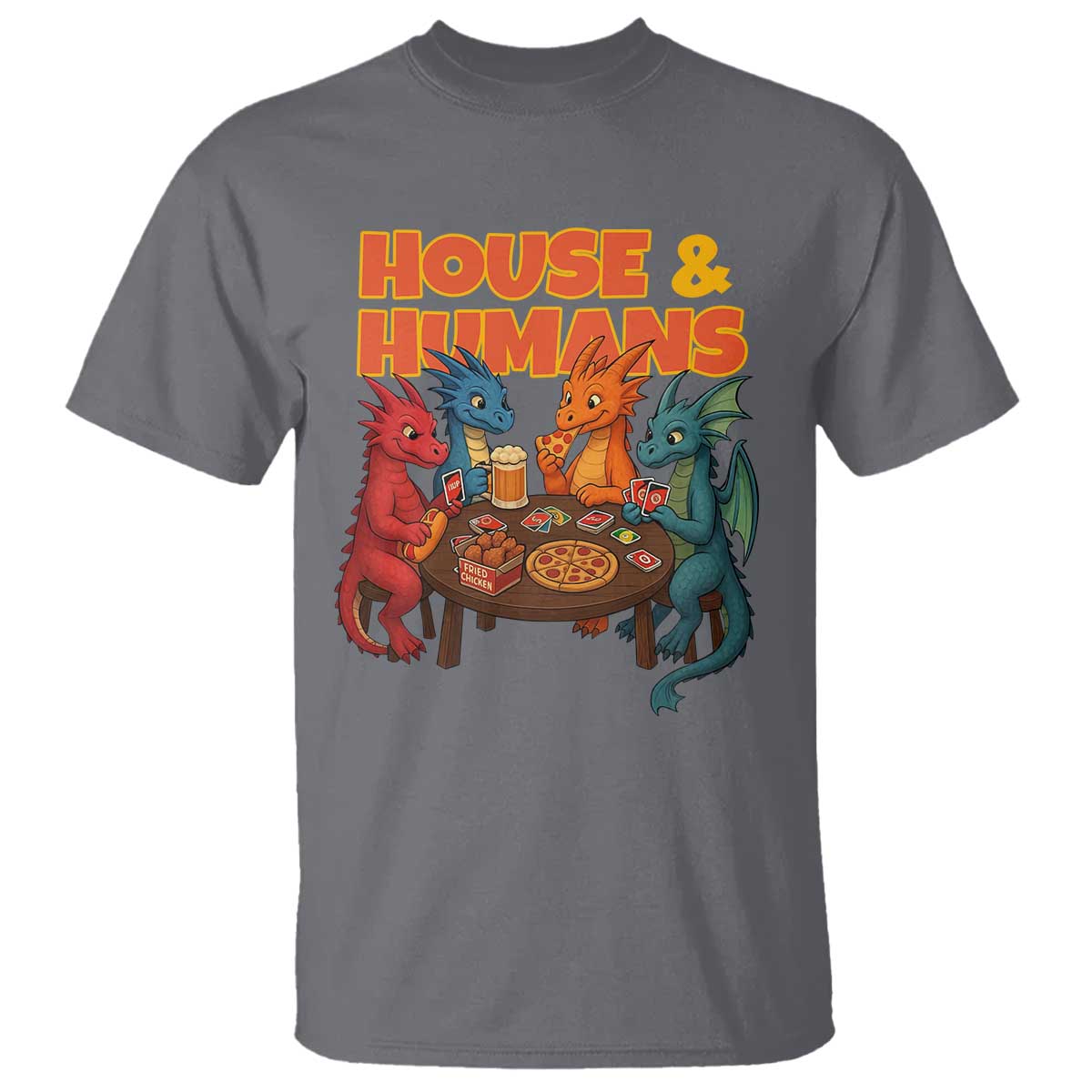 Houses Humans T Shirt Funny RPG Parody Gamer TS14 Charcoal Print Your Wear