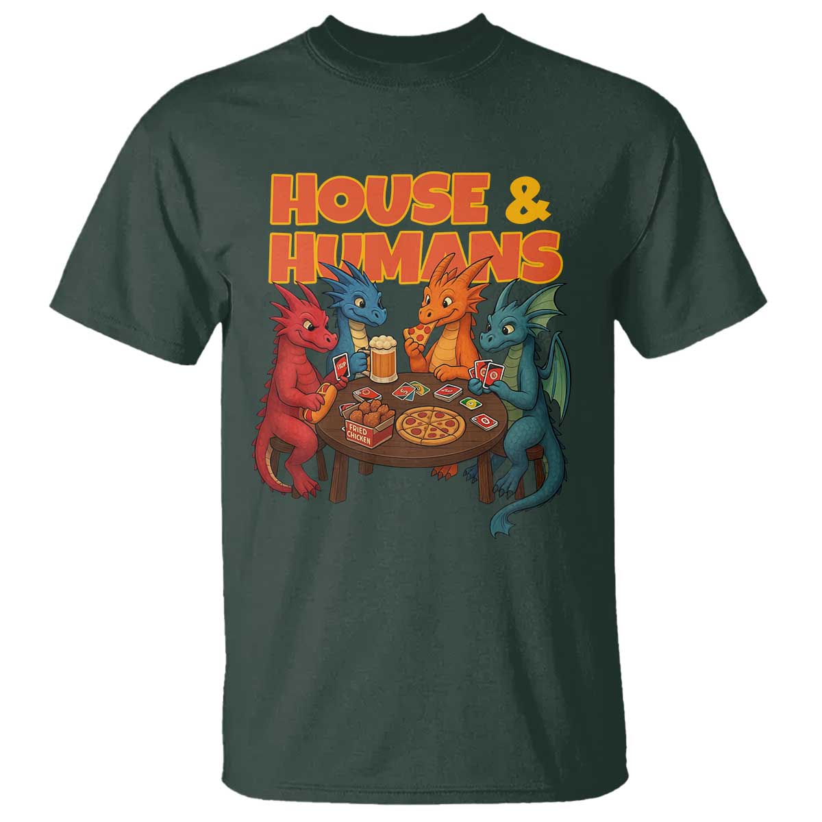 Houses Humans T Shirt Funny RPG Parody Gamer TS14 Dark Forest Green Print Your Wear