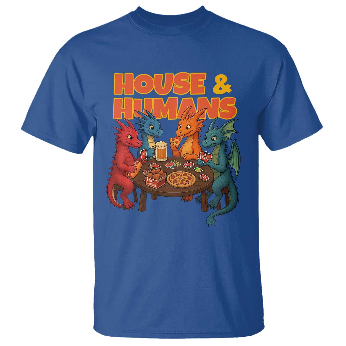 Houses Humans T Shirt Funny RPG Parody Gamer TS14 Royal Blue Print Your Wear