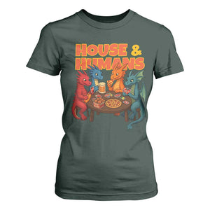 Houses Humans T Shirt For Women Funny RPG Parody Gamer TS14 Dark Forest Green Print Your Wear