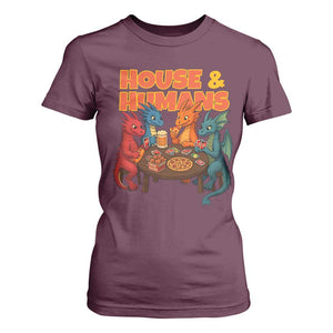 Houses Humans T Shirt For Women Funny RPG Parody Gamer TS14 Maroon Print Your Wear