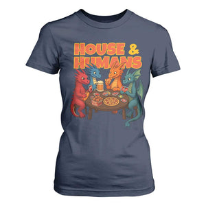 Houses Humans T Shirt For Women Funny RPG Parody Gamer TS14 Navy Print Your Wear
