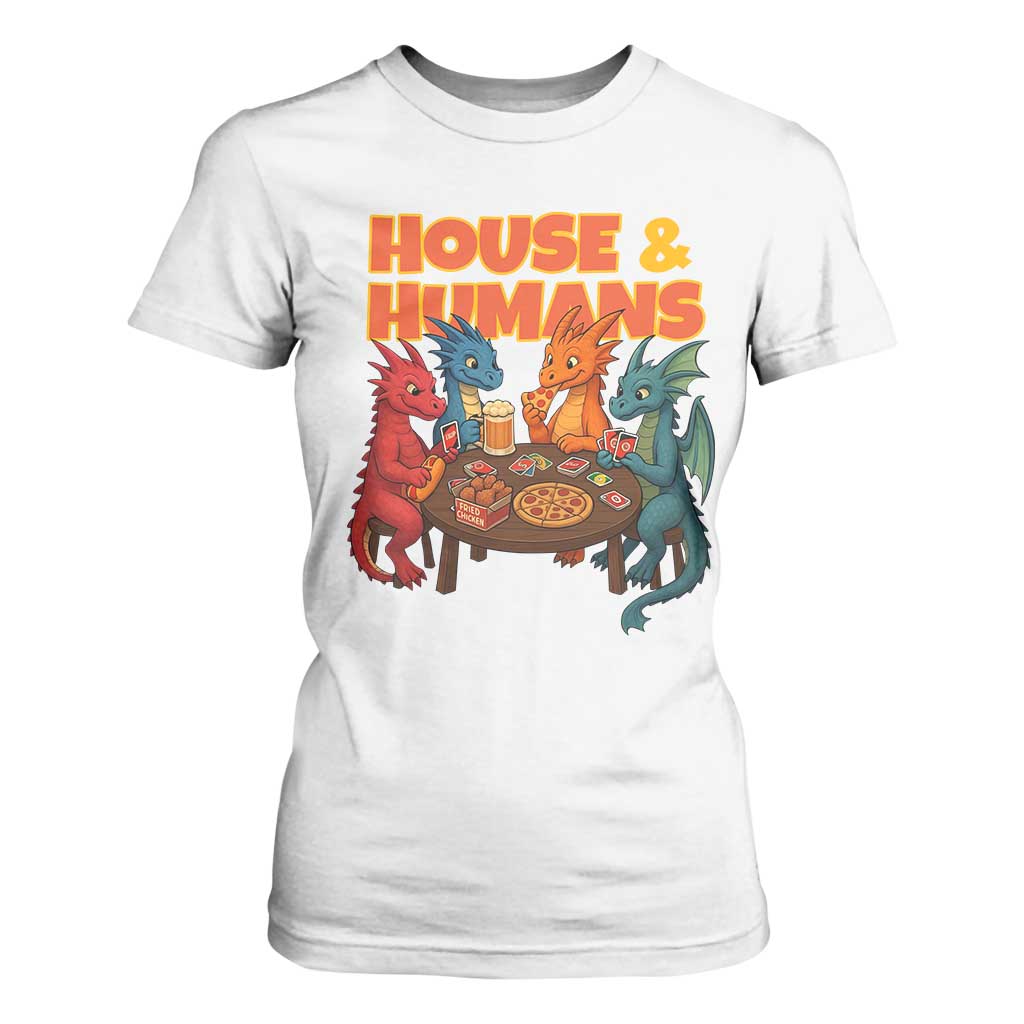 Houses Humans T Shirt For Women Funny RPG Parody Gamer TS14 White Print Your Wear