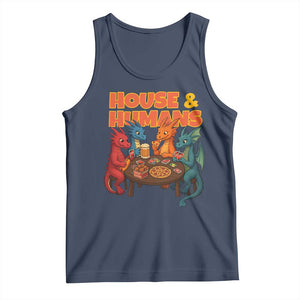 Houses Humans Tank Top Funny RPG Parody Gamer TS14 Navy Print Your Wear
