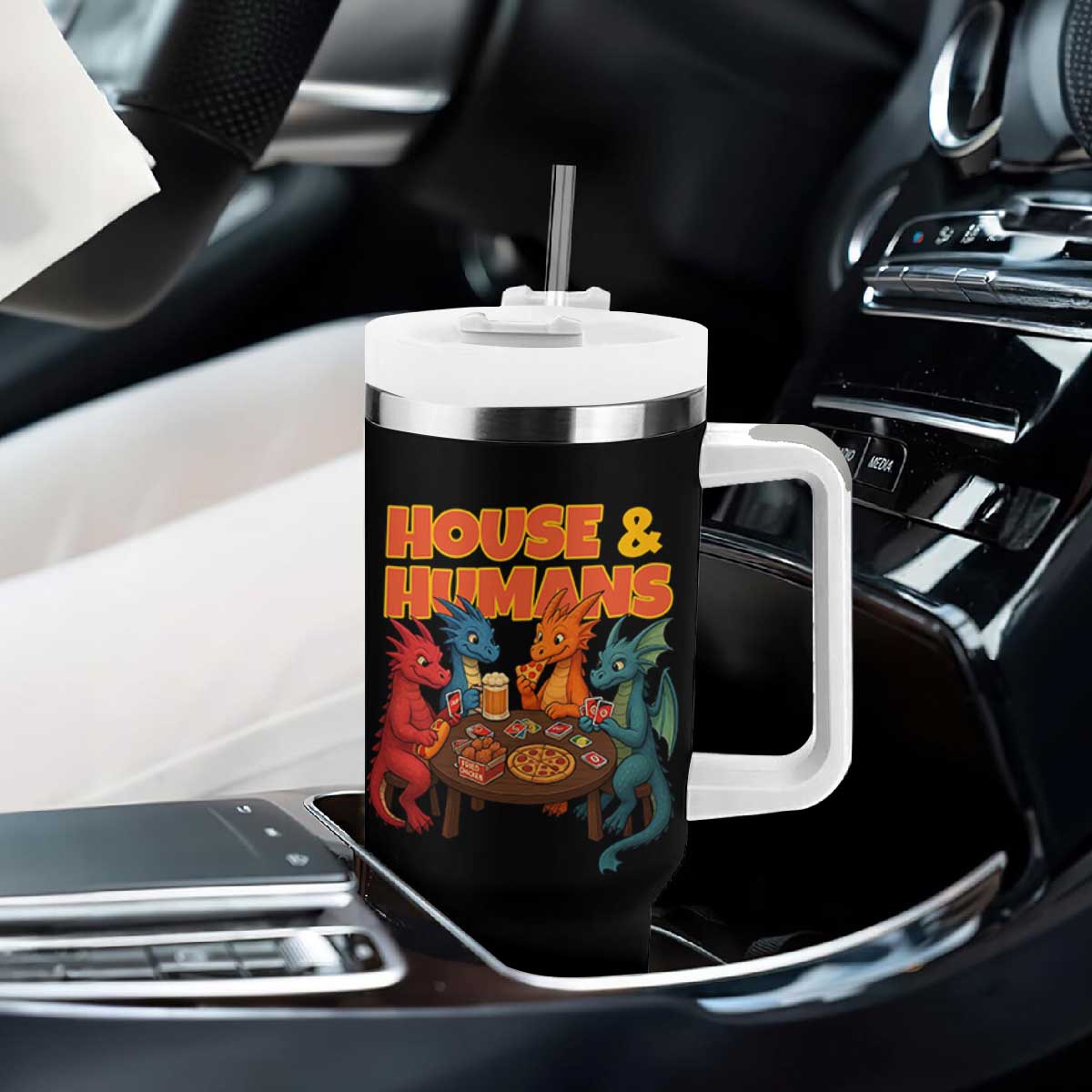 Houses Humans Tumbler With Handle Funny RPG Parody Gamer TS14 Print Your Wear