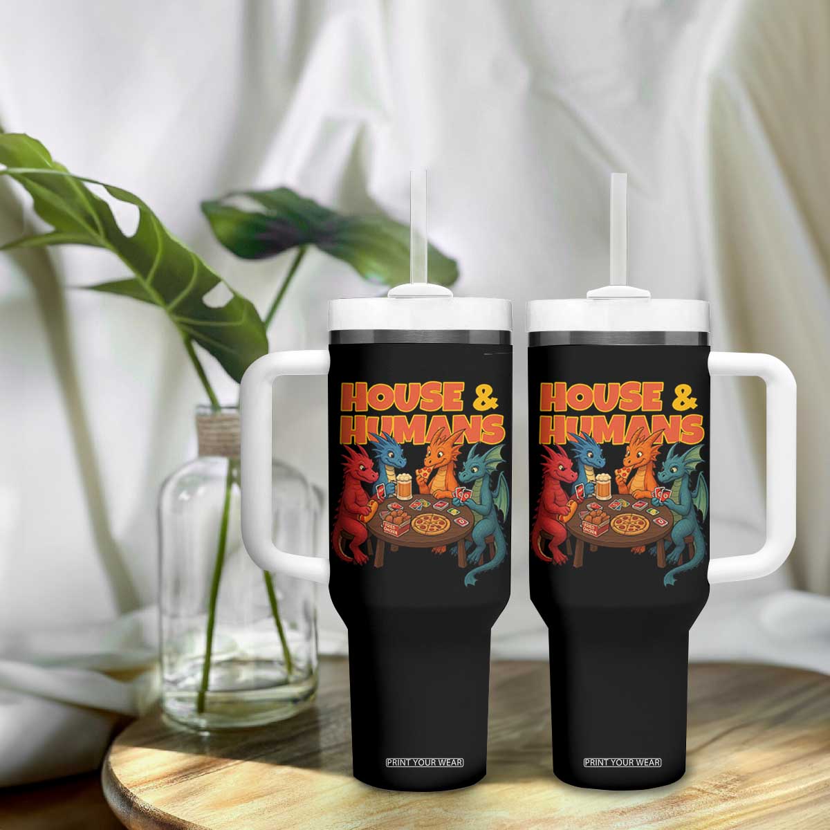 Houses Humans Tumbler With Handle Funny RPG Parody Gamer TS14 Print Your Wear