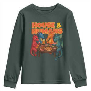 Houses Humans Youth Sweatshirt Funny RPG Parody Gamer TS14 Dark Forest Green Print Your Wear
