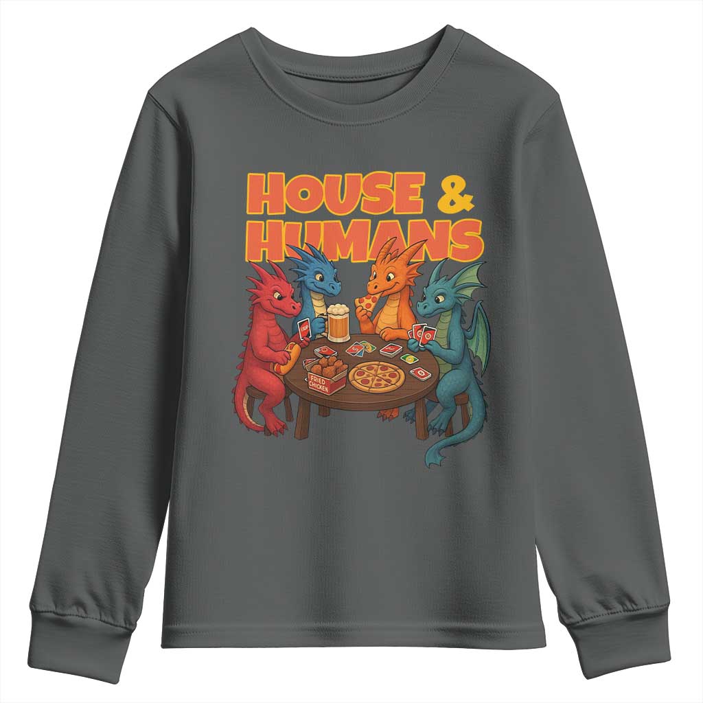 Houses Humans Youth Sweatshirt Funny RPG Parody Gamer TS14 Dark Heather Print Your Wear