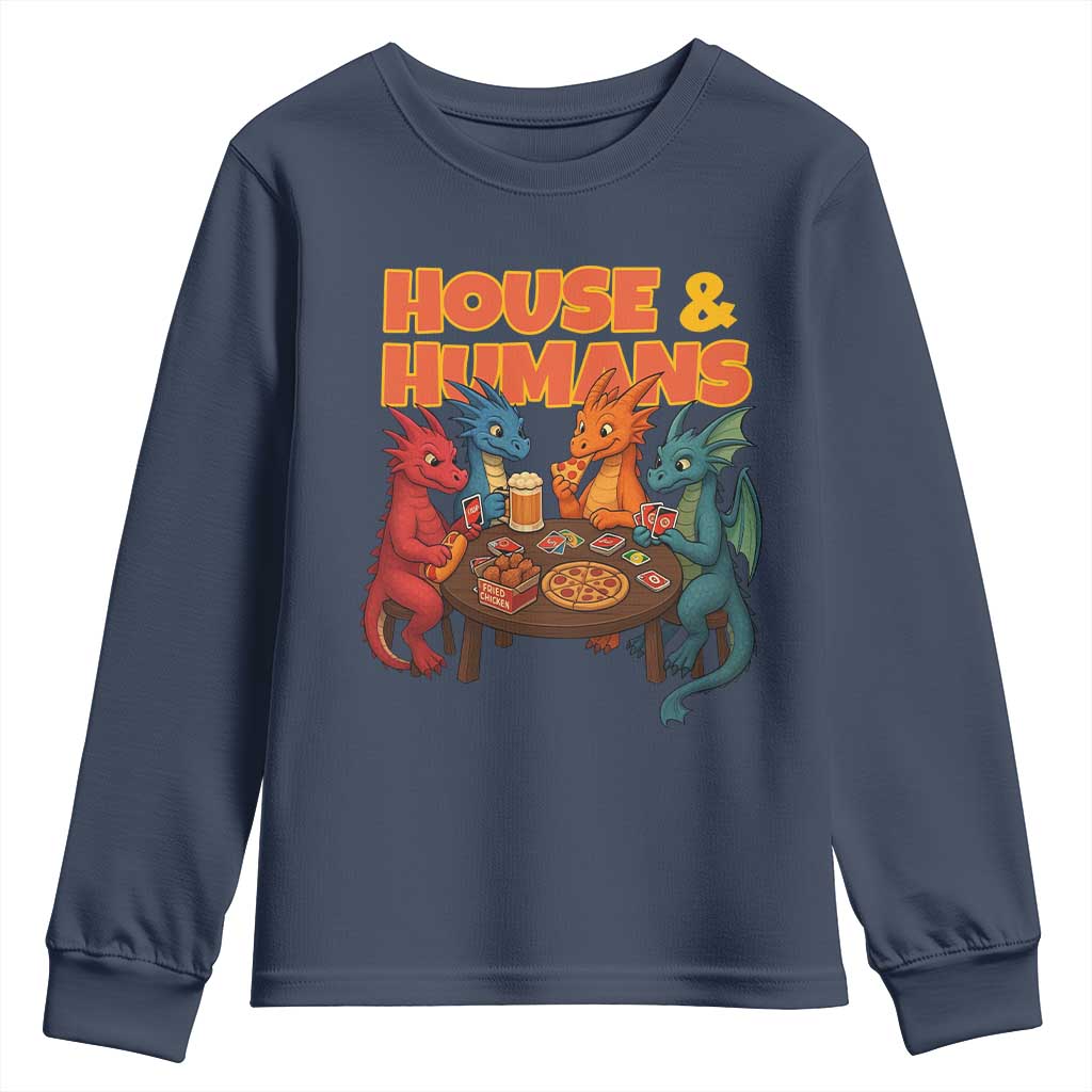 Houses Humans Youth Sweatshirt Funny RPG Parody Gamer TS14 Navy Print Your Wear