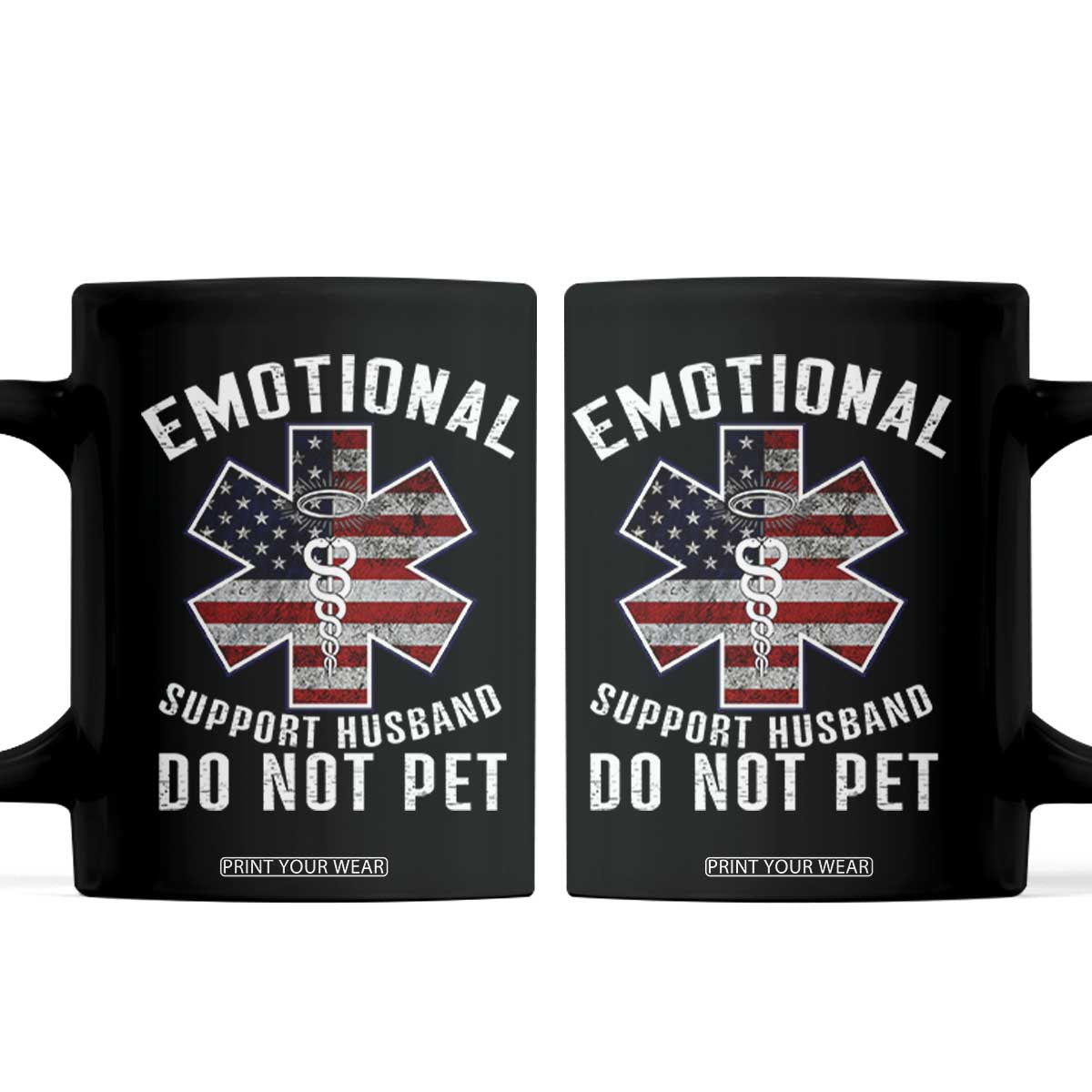 Emotional Support Husband Do Not Pet Coffee Mug Funny Couples TS14 Black Print Your Wear
