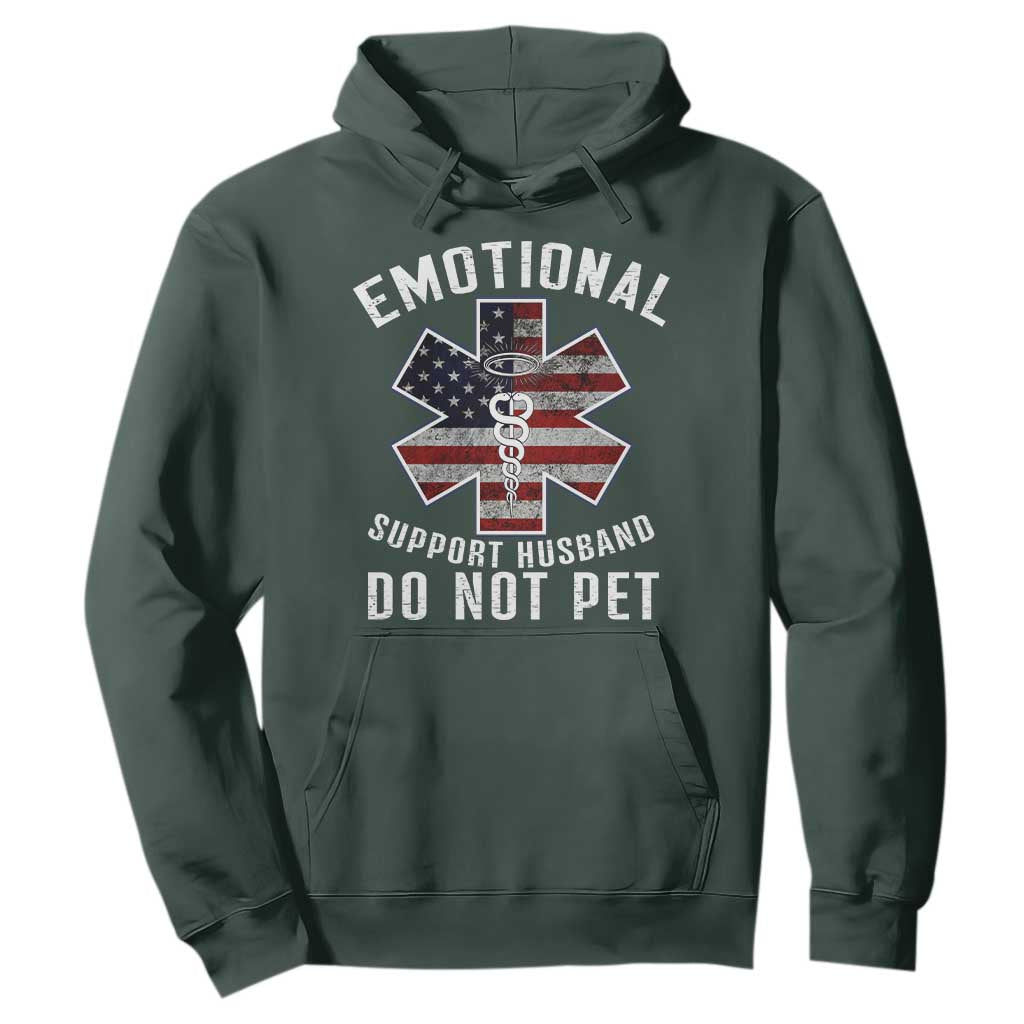 Emotional Support Husband Do Not Pet Hoodie Funny Couples TS14 Dark Forest Green Print Your Wear